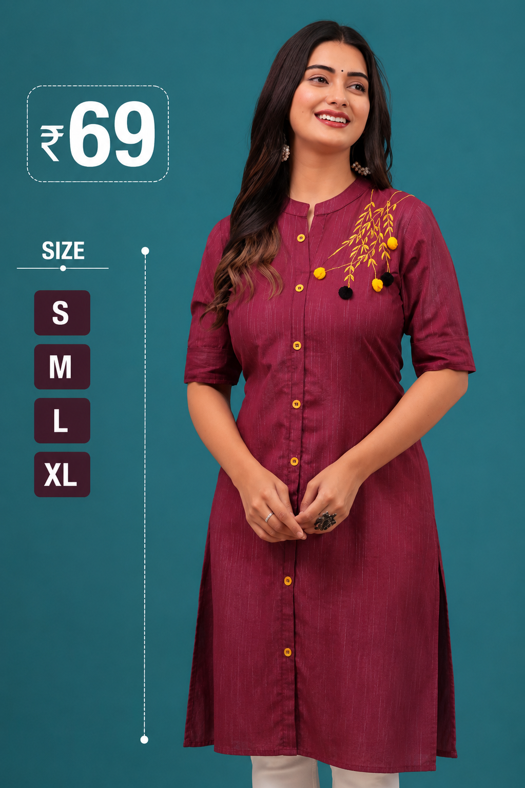 Pure Cotton A-line Kurta